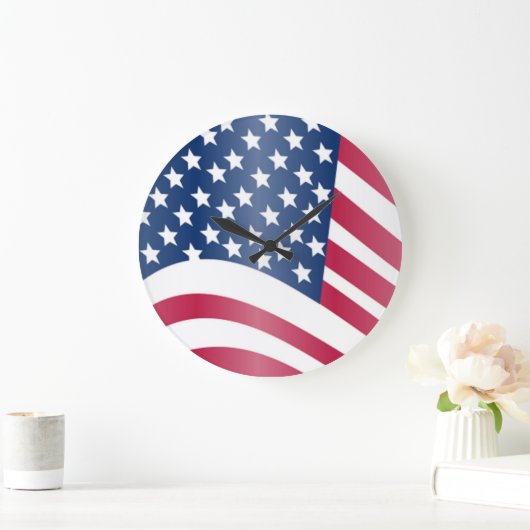 GRANDE HORLOGE RONDE DRAPEAU AMÉRICAIN (Maison)