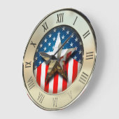 Grande Horloge Ronde Drapeau américain (Angle)