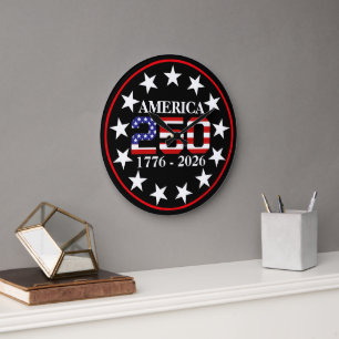 Grande Horloge Ronde Drapeau américain 250e anniversaire 1776-2026 État