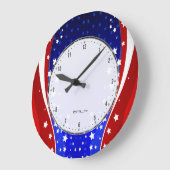 Grande Horloge Ronde Drapeau américain Abstrait 3 (Angle)