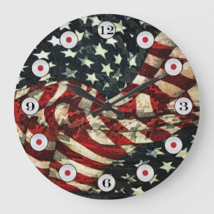 Grande Horloge Ronde Drapeau américain-Camouflage par Shirley Taylor