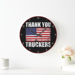 Grande Horloge Ronde Drapeau américain des camions Merci