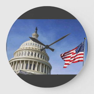 Grande Horloge Ronde Drapeau américain et fierté patriotique des États-