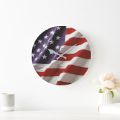 Grande Horloge Ronde Drapeau américain - Étoiles et rayures (Maison)