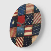 Grande Horloge Ronde Drapeau Américain, Motif sans chichi. (Angle)