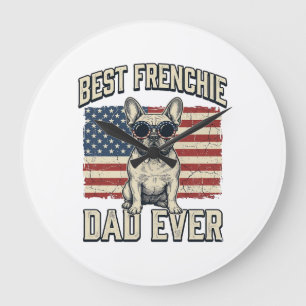 Grande Horloge Ronde Drapeau américain Papa Frenchie vintage