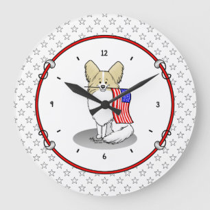 Grande Horloge Ronde Drapeau américain patriotique USA Papillon (citron