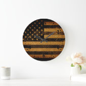 Grande Horloge Ronde Drapeau américain vintage #3 (Maison)