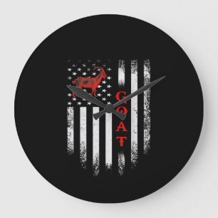 Grande Horloge Ronde Drapeau américain vintage chèvre