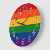 Grande Horloge Ronde Drapeau arc-en-ciel de la Fierté LGBTQ - Répétitio (Angle)