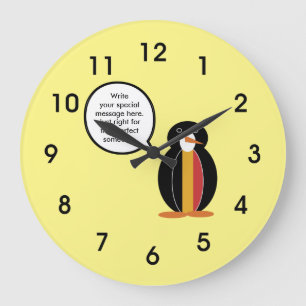 Grande Horloge Ronde Drapeau belge Talking Penguin