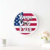 Grande Horloge Ronde Drapeau Best Papa Ever USA (Maison)