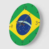 Grande Horloge Ronde Drapeau brésilien (Angle)