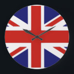 Grande Horloge Ronde Drapeau britannique<br><div class="desc">british, flag, "british flag", "union", jack, english, england, "united kingdom", "u.k", "u.k", "english flag", "england flag", "united kingdom flag", "great britain", britain, country, isles, blue, cross, cross Scotland, wales</div>