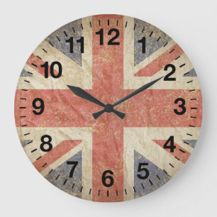 Grande Horloge Ronde Drapeau britannique affligé