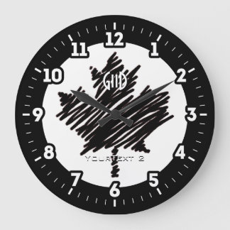 Grande Horloge Ronde Drapeau canadien Feuille d'érable noire Personnali