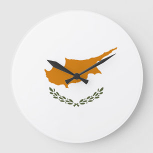 Grande Horloge Ronde Drapeau de Chypre