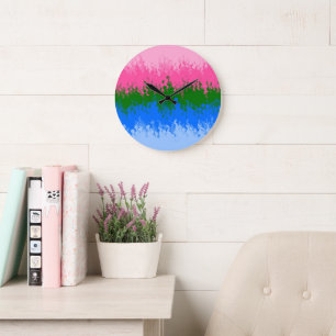 Grande Horloge Ronde Drapeau de fierté Omniromantique Abstraite