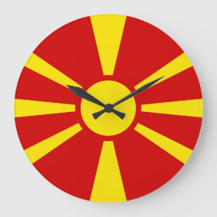 Grande Horloge Ronde Drapeau de la Macédoine du Nord