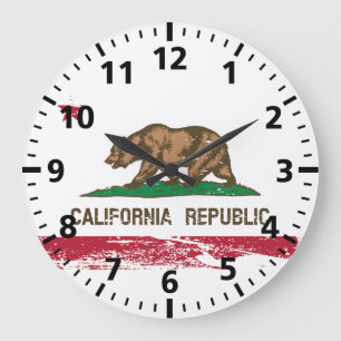 Grande Horloge Ronde Drapeau de l'État de Californie Grunge