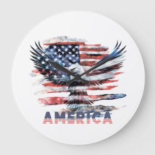 Grande Horloge Ronde Drapeau des États-Unis. Amérique