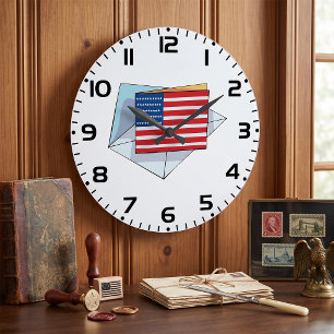 Grande Horloge Ronde Drapeau des États-Unis sur une carte