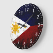 Grande Horloge Ronde Drapeau des Philippines noires (Angle)