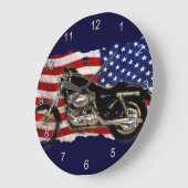 Grande Horloge Ronde Drapeau des USA, moto, motocyclette, porc (Angle)