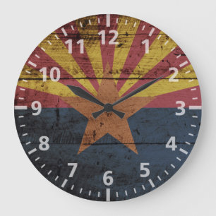 Grande Horloge Ronde Drapeau d'état de l'Arizona sur le vieux grain en