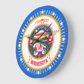 Grande Horloge Ronde Drapeau d'état du Minnesota personnalisé sur un (Angle)