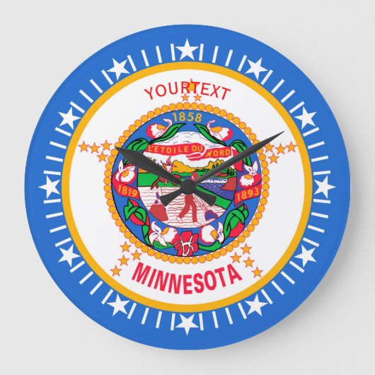 Grande Horloge Ronde Drapeau d'état du Minnesota personnalisé sur un (Recto)