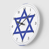 Grande Horloge Ronde Drapeau d'Israël (Angle)