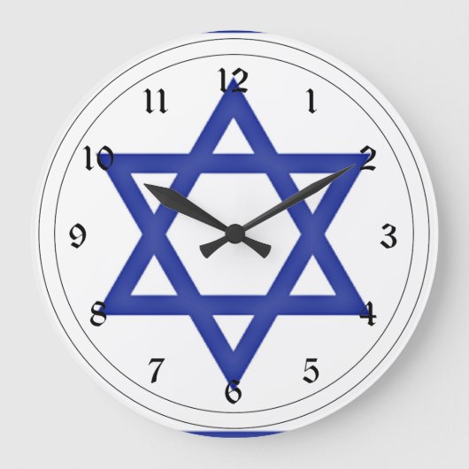 Grande Horloge Ronde Drapeau d'Israël (Recto)