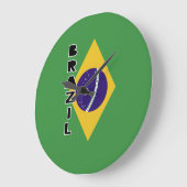 Grande Horloge Ronde Drapeau du Brésil (Angle)