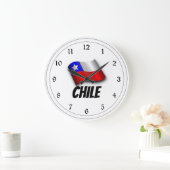 Grande Horloge Ronde Drapeau du Chili, étiqueté (Maison)