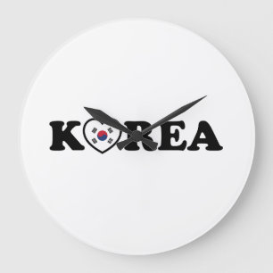 Grande Horloge Ronde Drapeau du cœur d'amour de Corée