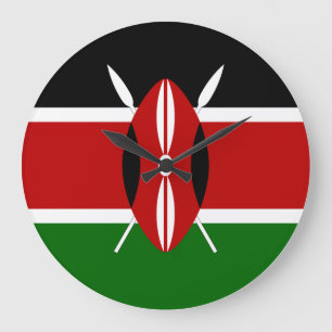 Grande Horloge Ronde Drapeau du Kenya