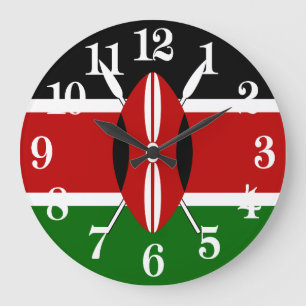 Grande Horloge Ronde Drapeau du Kenya Bendera ya Kenya