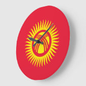 Grande Horloge Ronde Drapeau du Kirghizistan (Angle)