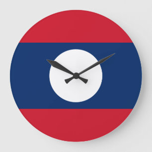 Grande Horloge Ronde Drapeau du Laos