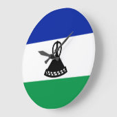 Grande Horloge Ronde Drapeau du Lesotho (Angle)