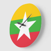 Grande Horloge Ronde Drapeau du Myanmar (Angle)