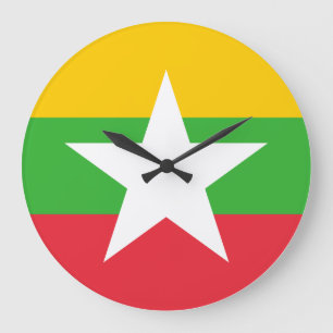 Grande Horloge Ronde Drapeau du Myanmar