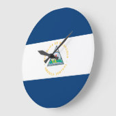 Grande Horloge Ronde Drapeau du Nicaragua (Angle)