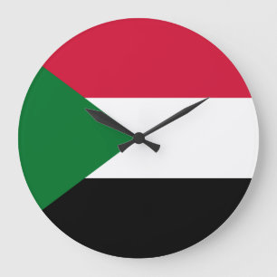 Grande Horloge Ronde Drapeau du Soudan
