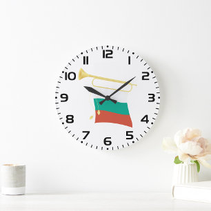 Grande Horloge Ronde Drapeau Et Bugle bulgare
