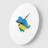 Grande Horloge Ronde Drapeau et carte du Rwanda (Angle)