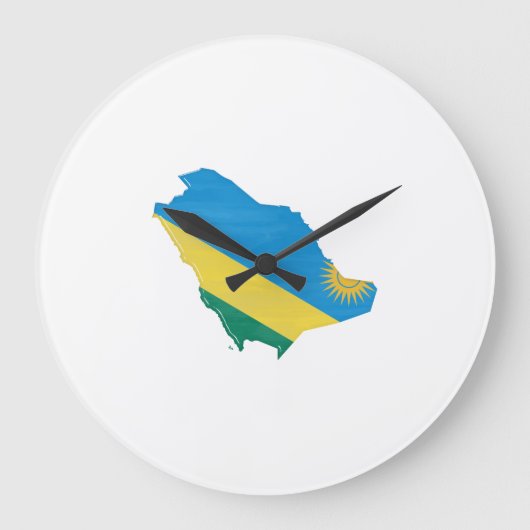 Grande Horloge Ronde Drapeau et carte du Rwanda (Recto)