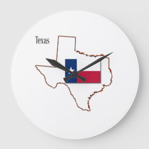 Grande Horloge Ronde Drapeau et carte du Texas