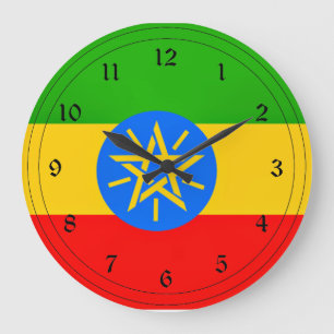 Grande Horloge Ronde Drapeau éthiopien